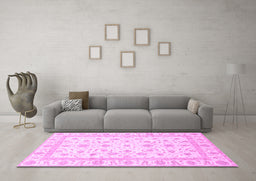 Machine Washable Oriental Purple Traditional Area Rugs in a Living Room, wshabs3819pur