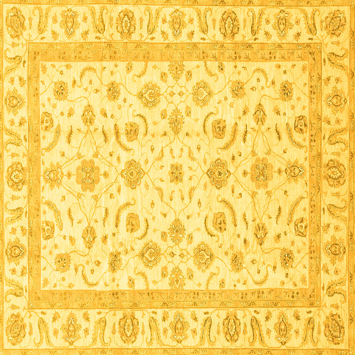 Square Machine Washable Oriental Yellow Traditional Rug, wshabs3819yw