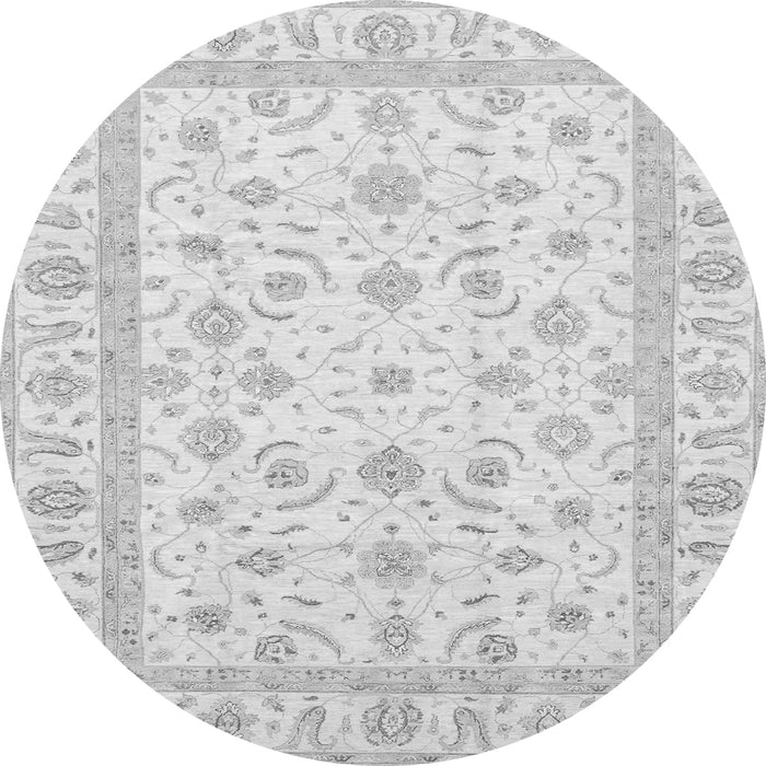 Round Machine Washable Oriental Gray Traditional Rug, wshabs3819gry