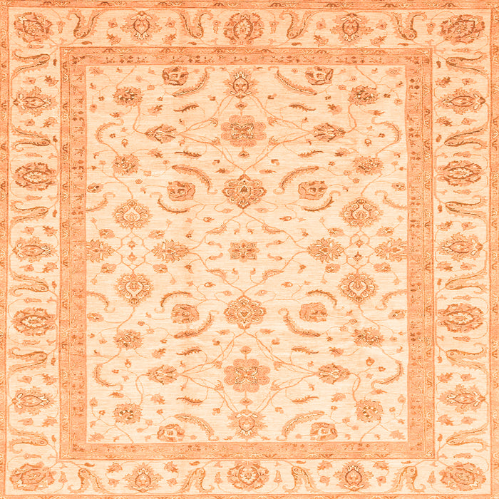 Square Machine Washable Oriental Orange Traditional Area Rugs, wshabs3819org