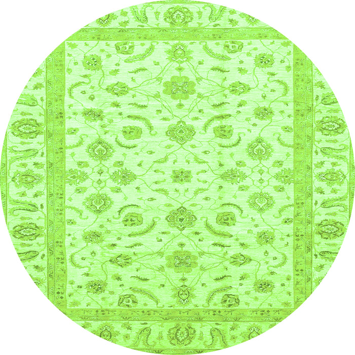 Round Machine Washable Oriental Green Traditional Area Rugs, wshabs3819grn