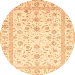 Round Machine Washable Abstract Orange Rug, wshabs3819