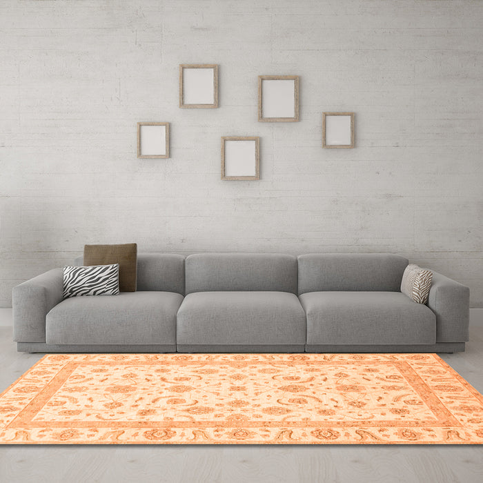 Machine Washable Oriental Orange Traditional Area Rugs in a Living Room, wshabs3819org
