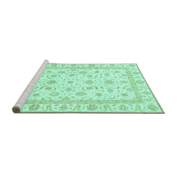 Sideview of Machine Washable Oriental Turquoise Traditional Area Rugs, wshabs3819turq