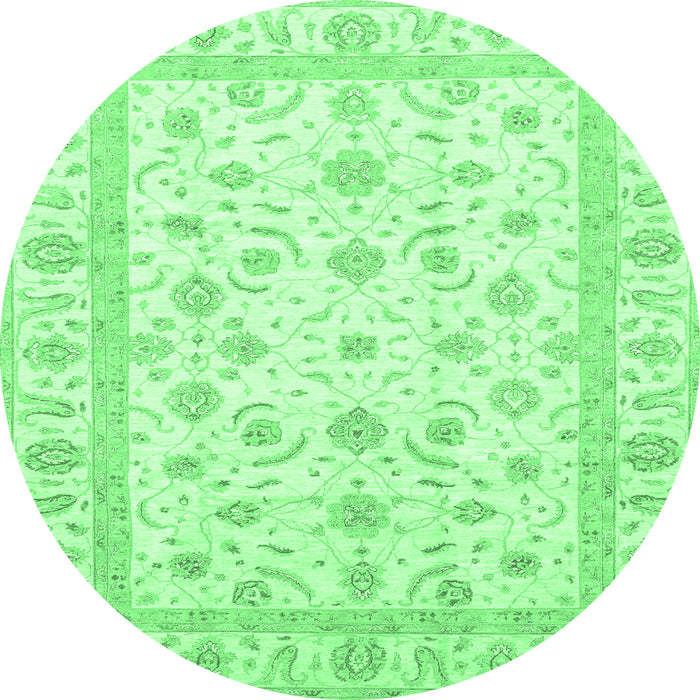 Round Oriental Emerald Green Traditional Rug, abs3819emgrn