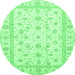 Round Oriental Emerald Green Traditional Rug, abs3819emgrn