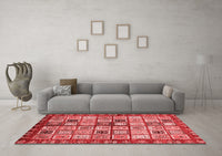 Machine Washable Abstract Red Modern Rug, wshabs381red