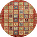 Round Abstract Red Modern Rug, abs381