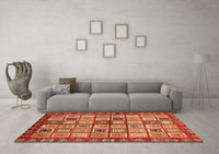 Machine Washable Abstract Orange Modern Rug, wshabs381org