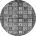 Round Abstract Gray Modern Rug, abs381gry