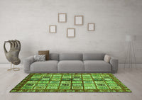 Machine Washable Abstract Green Modern Rug, wshabs381grn