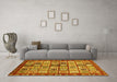 Machine Washable Abstract Yellow Modern Rug in a Living Room, wshabs381yw