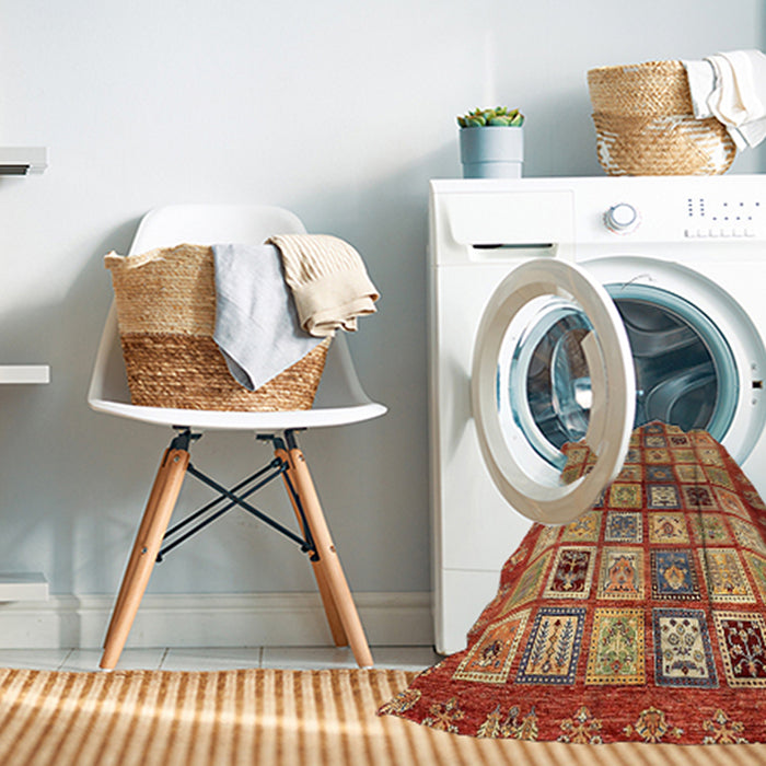 Machine Washable Abstract Tomato Red Rug in a Washing Machine, wshabs381