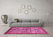 Machine Washable Abstract Pink Modern Rug in a Living Room, wshabs381pnk