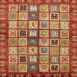 Square Machine Washable Abstract Tomato Red Rug, wshabs381