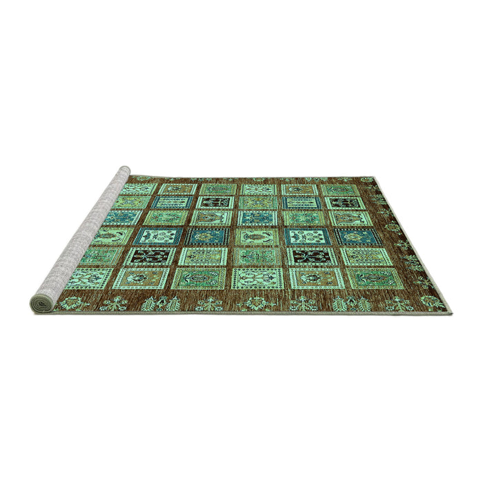 Sideview of Machine Washable Abstract Turquoise Modern Area Rugs, wshabs381turq