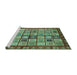 Sideview of Machine Washable Abstract Turquoise Modern Area Rugs, wshabs381turq