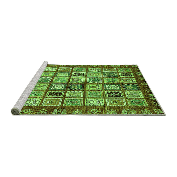 Sideview of Machine Washable Abstract Green Modern Area Rugs, wshabs381grn