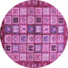 Round Machine Washable Abstract Purple Modern Area Rugs, wshabs381pur