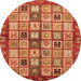 Round Machine Washable Abstract Orange Modern Area Rugs, wshabs381org