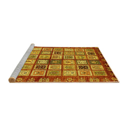Sideview of Machine Washable Abstract Yellow Modern Rug, wshabs381yw