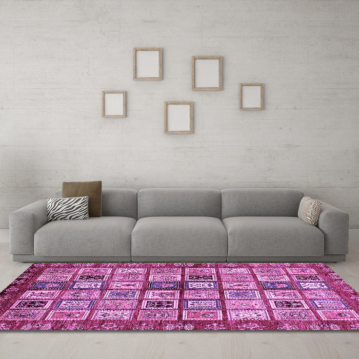 Machine Washable Abstract Purple Modern Area Rugs in a Living Room, wshabs381pur