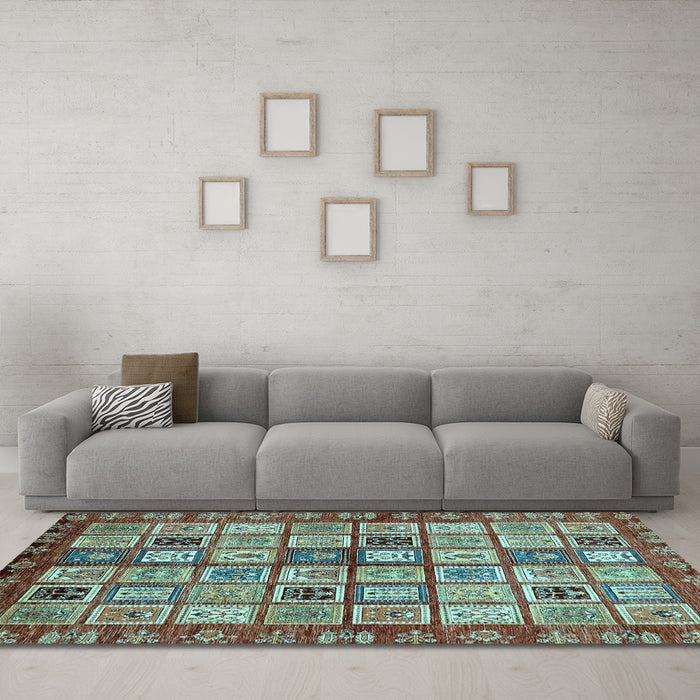 Machine Washable Abstract Light Blue Modern Rug in a Living Room, wshabs381lblu