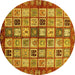 Round Machine Washable Abstract Yellow Modern Rug, wshabs381yw