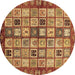 Round Machine Washable Abstract Brown Modern Rug, wshabs381brn