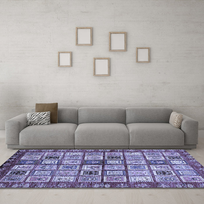 Machine Washable Abstract Blue Modern Rug in a Living Room, wshabs381blu