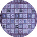 Round Abstract Blue Modern Rug, abs381blu