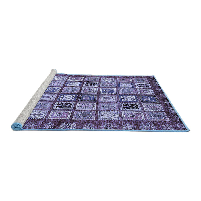 Sideview of Machine Washable Abstract Blue Modern Rug, wshabs381blu