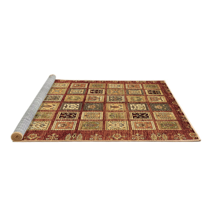 Sideview of Machine Washable Abstract Brown Modern Rug, wshabs381brn