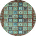 Round Abstract Light Blue Modern Rug, abs381lblu