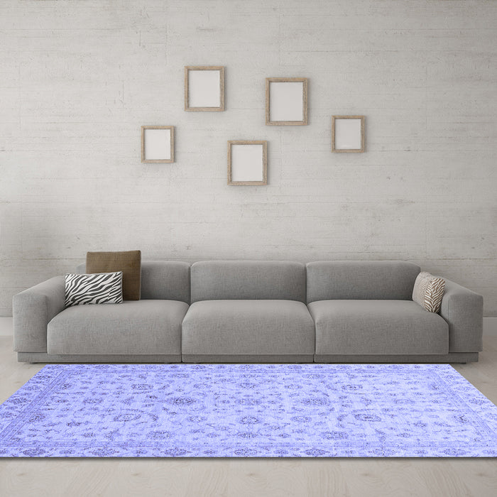 Machine Washable Abstract Blue Modern Rug in a Living Room, wshabs3820blu