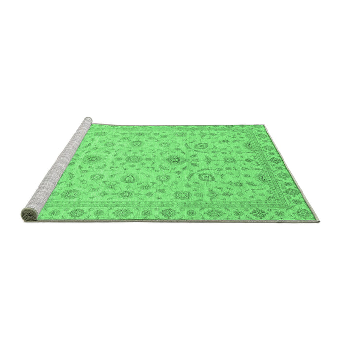 Sideview of Machine Washable Abstract Emerald Green Modern Area Rugs, wshabs3820emgrn