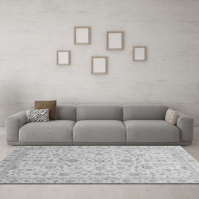 Machine Washable Abstract Gray Modern Rug in a Living Room,, wshabs3820gry