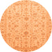 Round Machine Washable Abstract Orange Modern Area Rugs, wshabs3820org