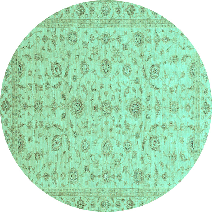 Round Machine Washable Abstract Turquoise Modern Area Rugs, wshabs3820turq