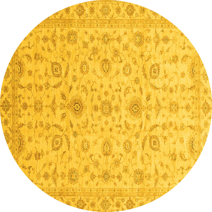Round Machine Washable Abstract Yellow Modern Rug, wshabs3820yw