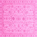 Square Machine Washable Abstract Pink Modern Rug, wshabs3820pnk