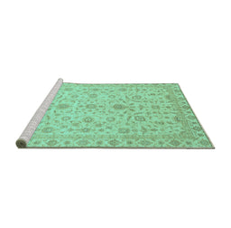 Sideview of Machine Washable Abstract Turquoise Modern Area Rugs, wshabs3820turq