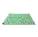 Sideview of Machine Washable Abstract Turquoise Modern Area Rugs, wshabs3820turq