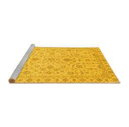Sideview of Machine Washable Abstract Yellow Modern Rug, wshabs3820yw