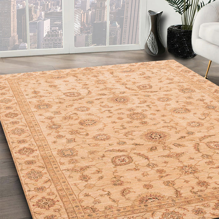 Machine Washable Abstract Orange Rug in a Family Room, wshabs3820