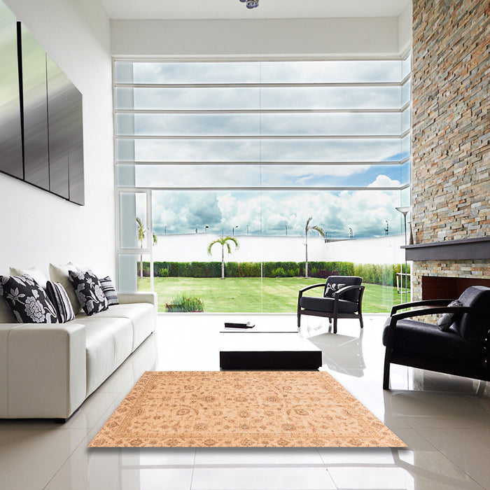 Square Machine Washable Abstract Orange Rug in a Living Room, wshabs3820