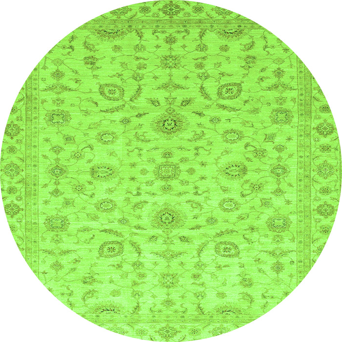 Round Abstract Green Modern Rug, abs3820grn