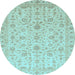 Round Abstract Light Blue Modern Rug, abs3820lblu