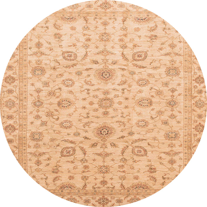 Round Machine Washable Abstract Orange Rug, wshabs3820