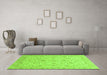 Machine Washable Abstract Green Modern Area Rugs in a Living Room,, wshabs3820grn